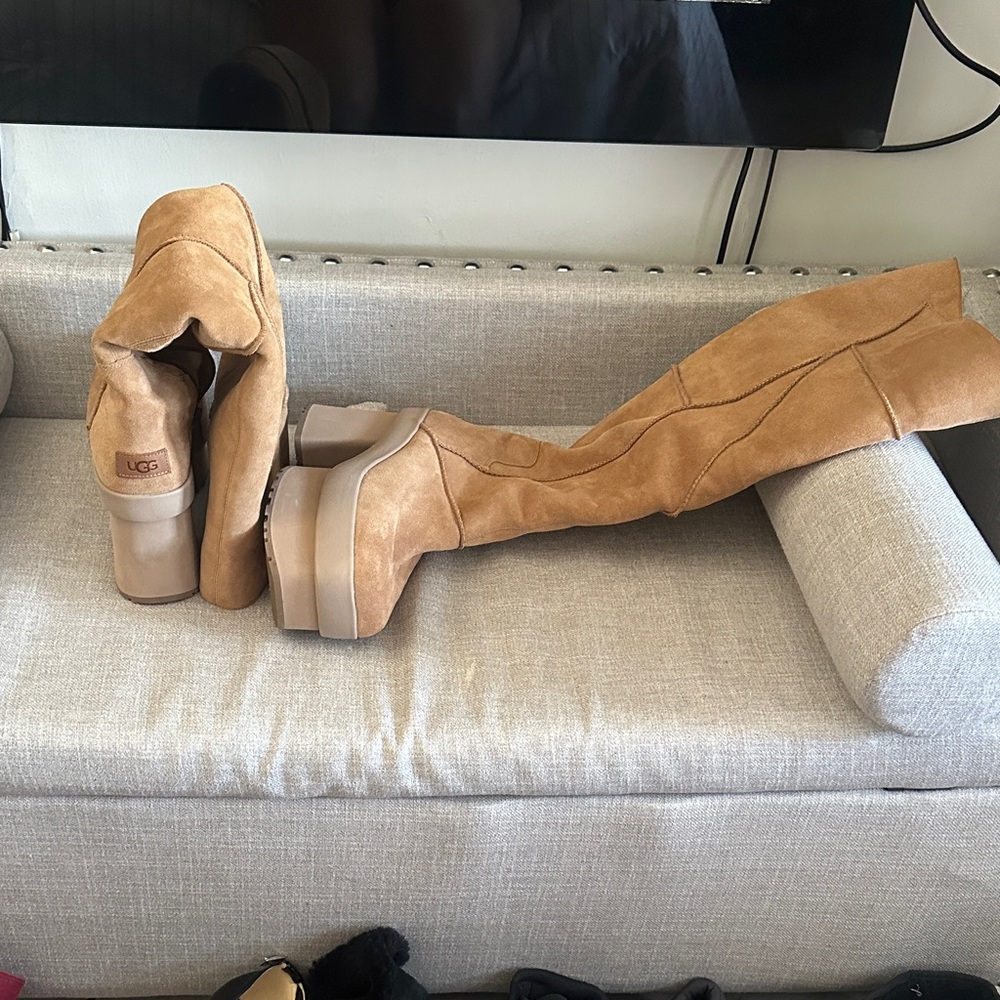 UGG Suede Over-the-Knee Boots in Chestnut Tan